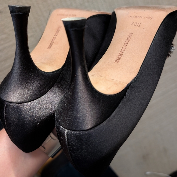 Manolo Blahnik Black Heels with Crystal Accents - Picture 5 of 12